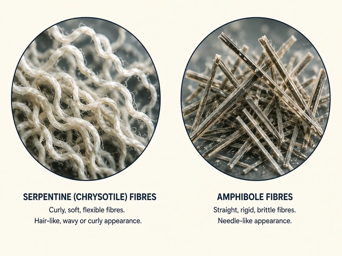 Serpentine versus amphibole asbestos fibres